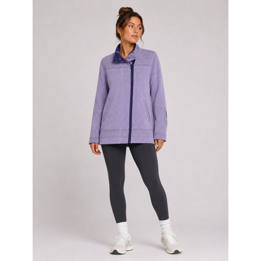 Title Nine Swacket Wool Blend Sweater Jacket M Purple Asymmetric Zip Gorpcore